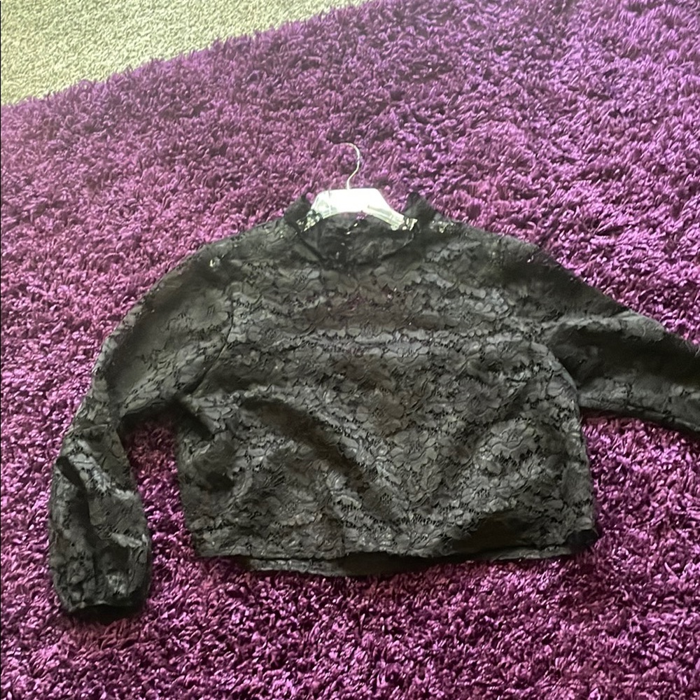 Long Sleeve Lace Cropped Top
